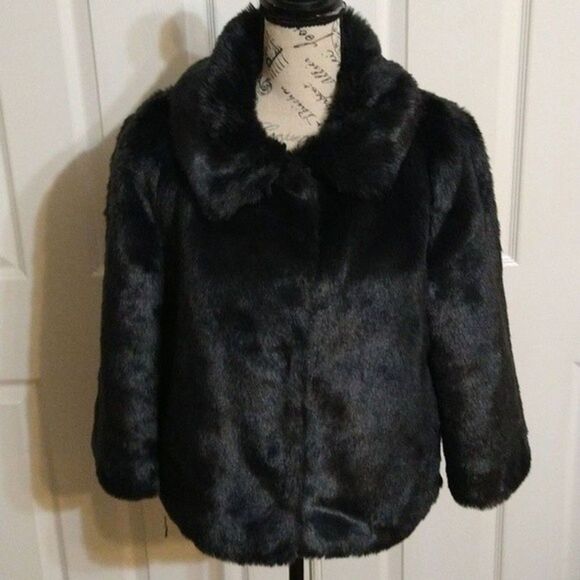 Vigoss faux fur coat Black Md Vintage Classy Party Y2k - Picture 4 of 11